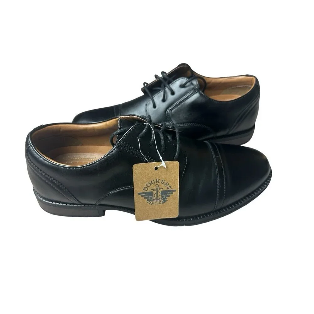 Men Dockers Garfield Cap Toe Oxford Black Size 10 W Width 90-26264